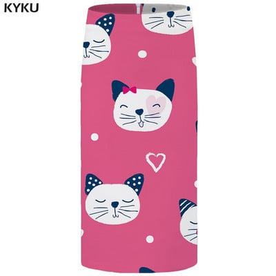 KYKU kvetinové sukne pre ženy, čierne farebné párty sukne, ležérne retro listové kvetinové 3D potlačené sukne, ceruzková vtipná dámska sukňa