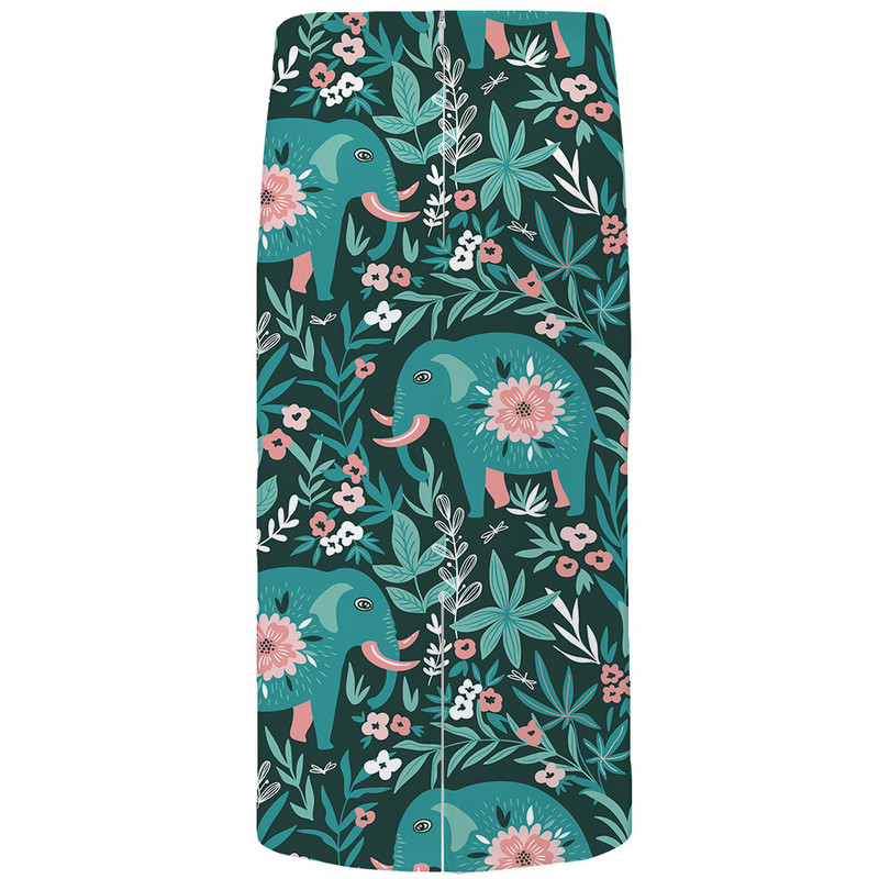 KYKU kvetinové sukne pre ženy, čierne farebné párty sukne, ležérne retro listové kvetinové 3D potlačené sukne, ceruzková vtipná dámska sukňa