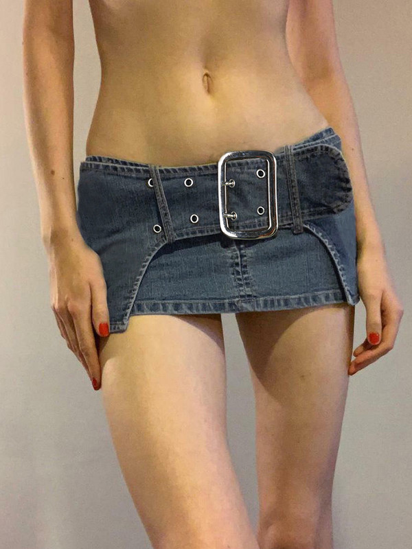 Rockmore y2k Super kratke traper suknje Dizajn remena Modne seksi mini suknje niskog struka Ženske ljetne suknje za zabavu na plaži Retro 90-ih