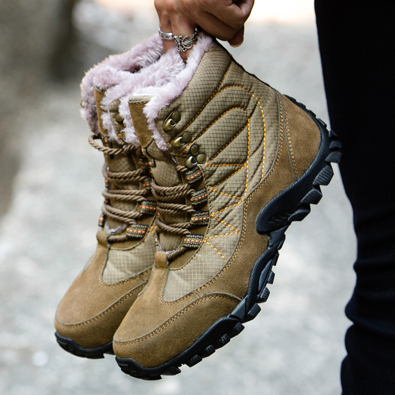 Cizme super calde pentru bărbați Cizme de drumeție Cizme de zăpadă cu platformă pentru bărbați din pluș groase, impermeabile, anti-alunecare, pantofi de iarnă, pantofi de lucru în aer liber