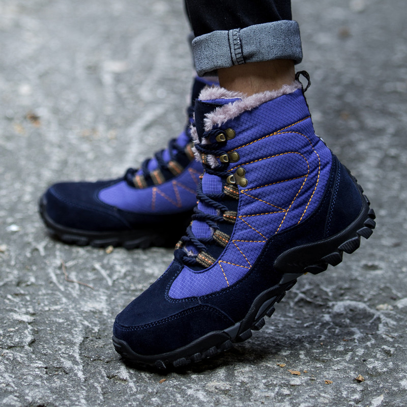 Cizme super calde pentru bărbați Cizme de drumeție Cizme de zăpadă cu platformă pentru bărbați din pluș groase, impermeabile, anti-alunecare, pantofi de iarnă, pantofi de lucru în aer liber