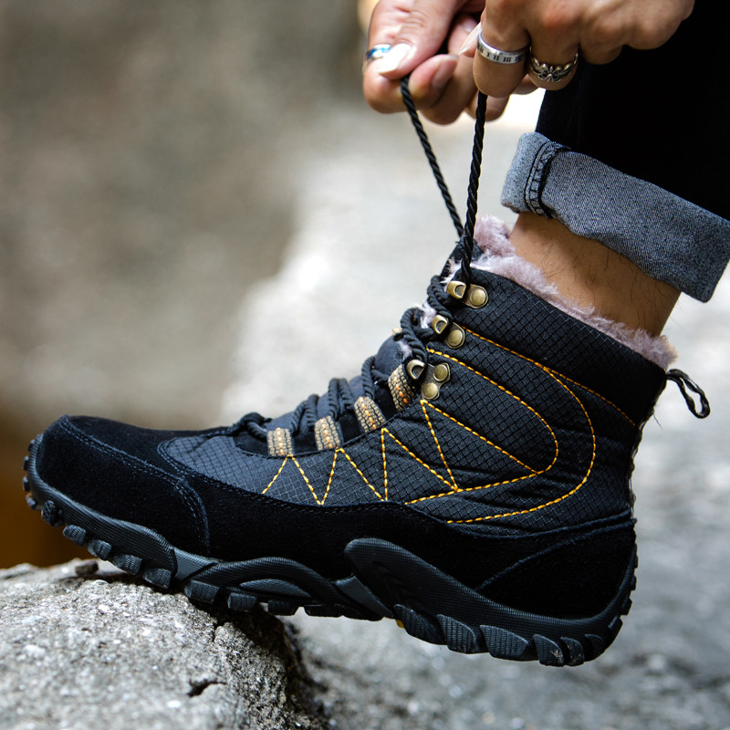 Cizme super calde pentru bărbați Cizme de drumeție Cizme de zăpadă cu platformă pentru bărbați din pluș groase, impermeabile, anti-alunecare, pantofi de iarnă, pantofi de lucru în aer liber