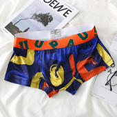 Lenjerie de corp din mătase de gheață imprimată sexy Boxer pentru bărbați Chiloți respirabili Chiloți cu talie joasă Boxeri pentru bărbați U Chiloți convex