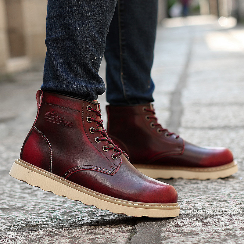 Zimné klasické módne pánske kožené členkové topánky motocyklové kožušinové plyšové teplé snehové topánky vysoko kvalitné pánske ležérne outdoorové pracovné topánky