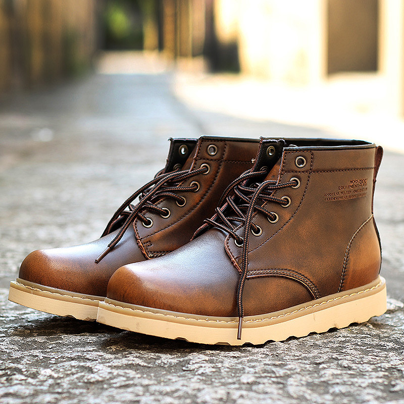Zimné klasické módne pánske kožené členkové topánky motocyklové kožušinové plyšové teplé snehové topánky vysoko kvalitné pánske ležérne outdoorové pracovné topánky