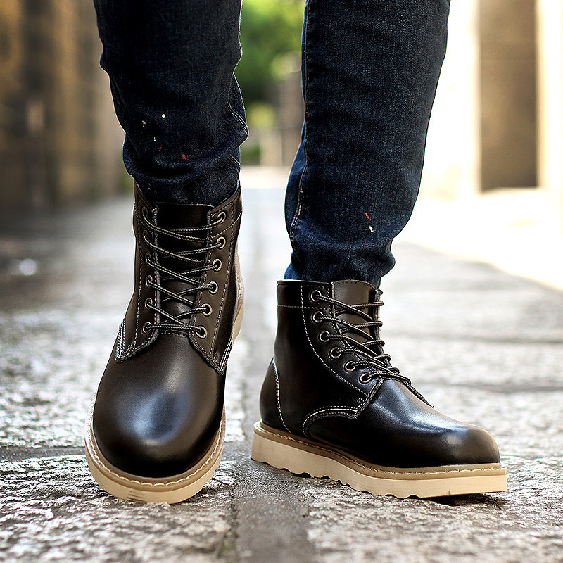 Zimné klasické módne pánske kožené členkové topánky motocyklové kožušinové plyšové teplé snehové topánky vysoko kvalitné pánske ležérne outdoorové pracovné topánky