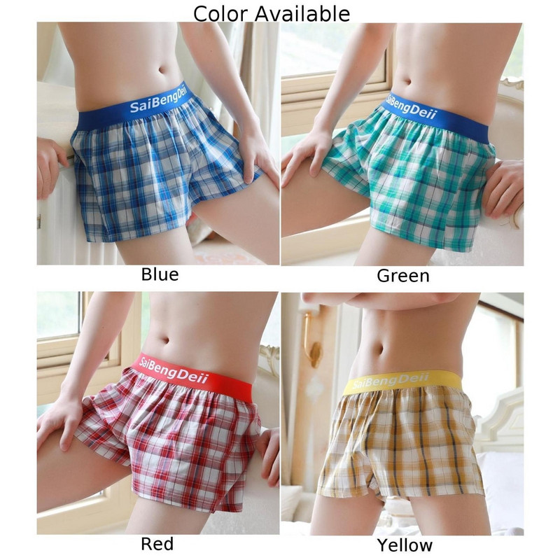 Pánske boxerky, spodná bielizeň, bavlnené kockované pyžamo, voľné krátke pohodlné domáce pánske boxerky, sexy plavky, ležérne spodné prádlo