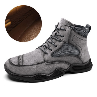 Cizme de iarnă pentru bărbați Blană caldă Cizme de zăpadă pentru bărbați din  Mocasini de pluș lucrați manual Pantofi noi Cizme de motocicletă pentru bărbați în aer liber