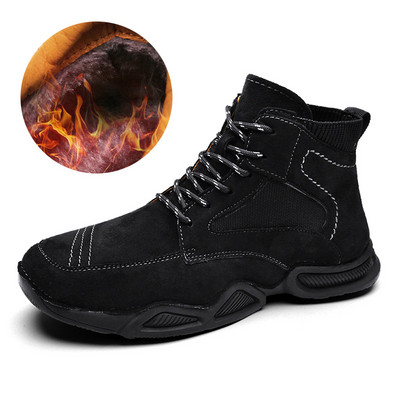 Cizme de iarnă pentru bărbați Blană caldă Cizme de zăpadă pentru bărbați din  Mocasini de pluș lucrați manual Pantofi noi Cizme de motocicletă pentru bărbați în aer liber