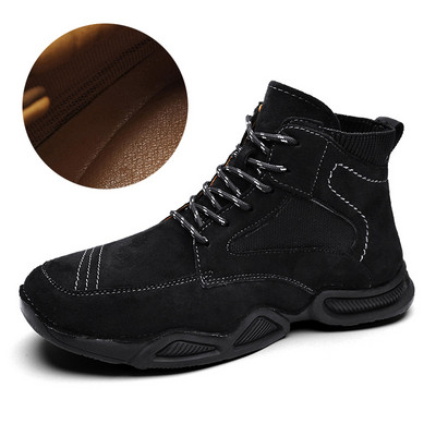 Cizme de iarnă pentru bărbați Blană caldă Cizme de zăpadă pentru bărbați din  Mocasini de pluș lucrați manual Pantofi noi Cizme de motocicletă pentru bărbați în aer liber