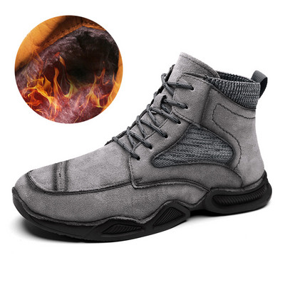 Cizme de iarnă pentru bărbați Blană caldă Cizme de zăpadă pentru bărbați din  Mocasini de pluș lucrați manual Pantofi noi Cizme de motocicletă pentru bărbați în aer liber