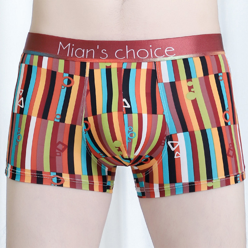 Ice Silk Print Ανδρικά σέξι ελαστικά εσώρουχα που αναπνέουν ανδρικά σορτς μπόξερ U Convex Pouch Flat Boxers Soft Boxershorts