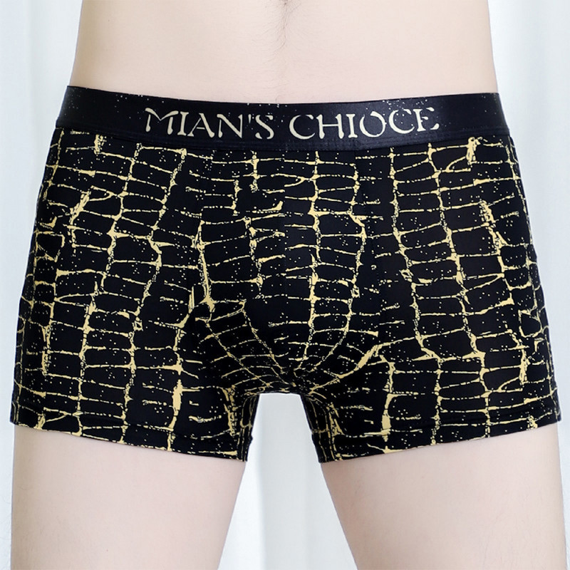Ice Silk Print Ανδρικά σέξι ελαστικά εσώρουχα που αναπνέουν ανδρικά σορτς μπόξερ U Convex Pouch Flat Boxers Soft Boxershorts