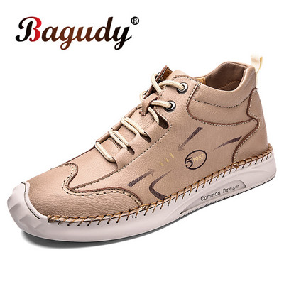 Cizme casual din piele pentru bărbați Cizme de iarnă de înaltă calitate pentru exterior, realizate manual, pantofi casual Cizme de motocicletă Cizme de zăpadă anti-alunecare pentru bărbați