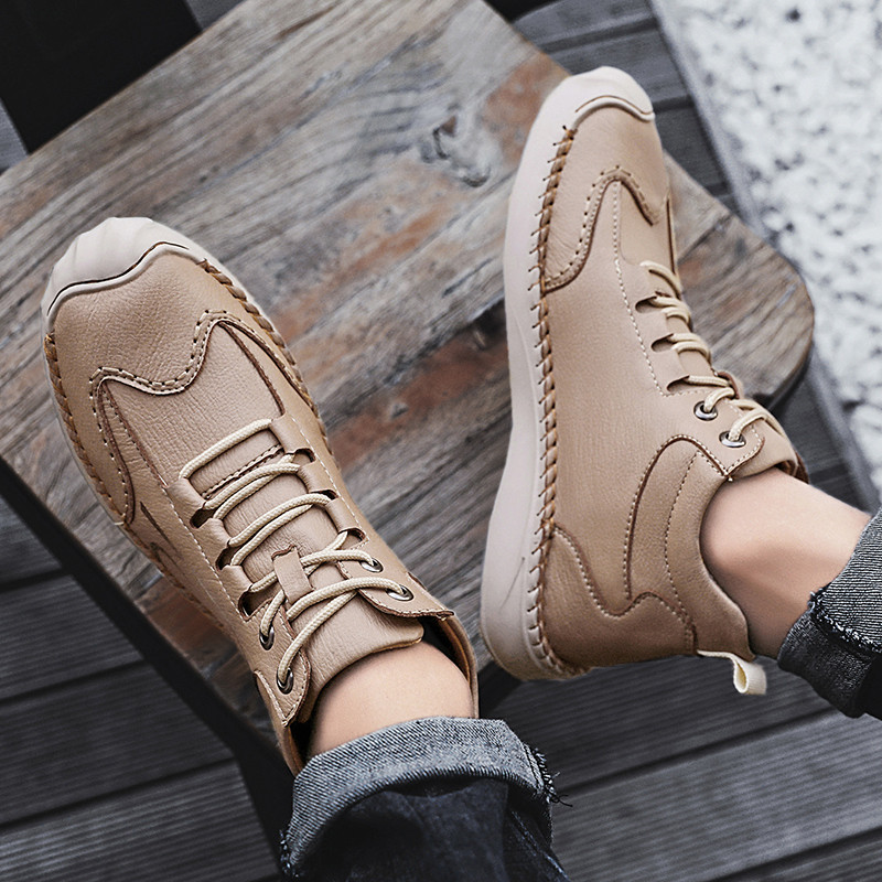 Pánske ležérne kožené čižmy, zimné členkové čižmy, vysoko kvalitné ručne vyrobené outdoorové topánky na voľný čas, motocyklové čižmy, pánske protišmykové snehové čižmy