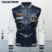 Marka Muška kožna jakna Kaput Muški 4XL vez Slim Fat Fleece Streetwear PU kožna jakna Kaput Muška bejzbol jakna AFT45