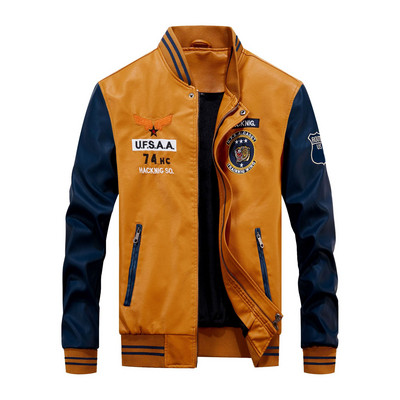 Marka Muška kožna jakna Kaput Muški 4XL vez Slim Fat Fleece Streetwear PU kožna jakna Kaput Muška bejzbol jakna AFT45