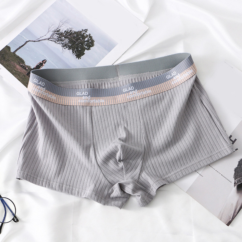 Boxer din bumbac pentru bărbați Lenjerie moale Husă cu umflături Trunchi boxer Chiloți elastici Lenjerie Chiloți respirabili pentru adolescenți