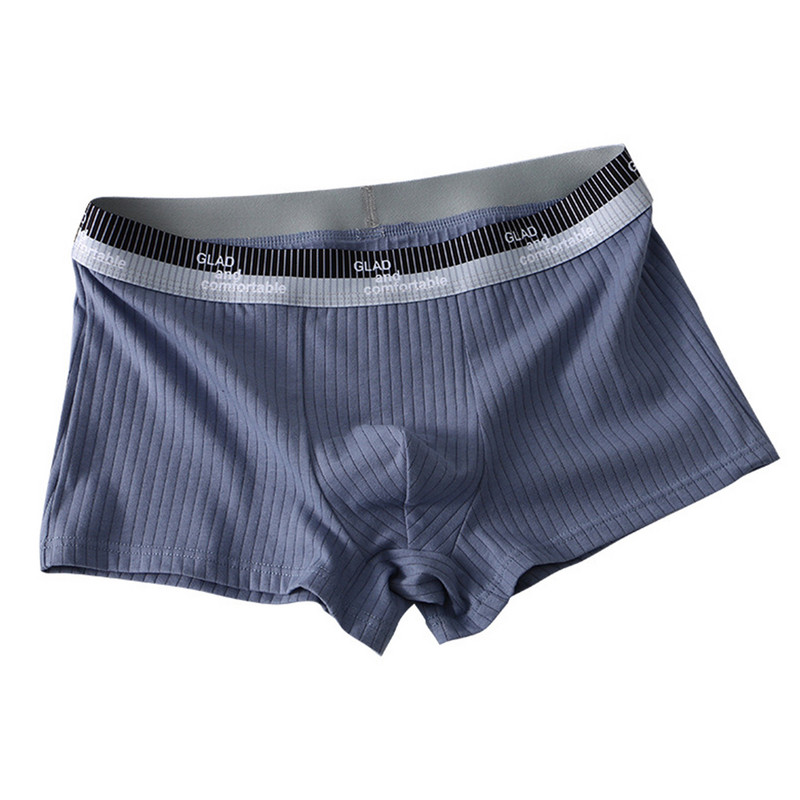 Boxer din bumbac pentru bărbați Lenjerie moale Husă cu umflături Trunchi boxer Chiloți elastici Lenjerie Chiloți respirabili pentru adolescenți