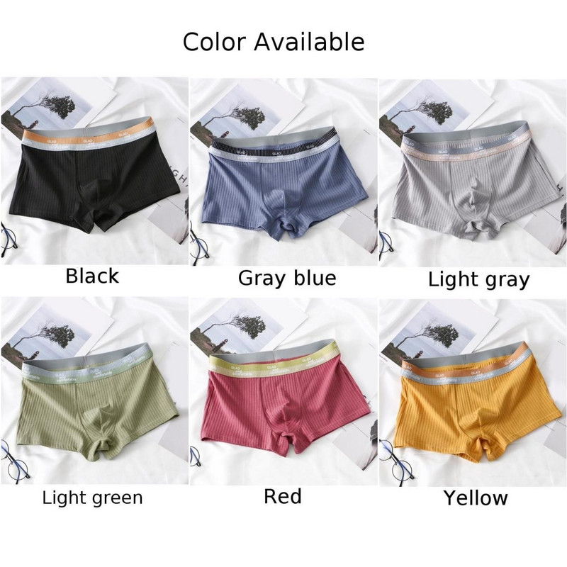 Boxer din bumbac pentru bărbați Lenjerie moale Husă cu umflături Trunchi boxer Chiloți elastici Lenjerie Chiloți respirabili pentru adolescenți