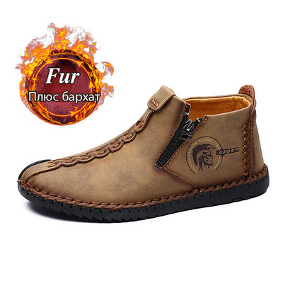 Cizme de iarnă pentru bărbați, confortabile, groase, de pluș, calde, pentru bărbați, cizme de zăpadă, în aer liber, din piele despicată, de toamnă, pentru bărbați, cizme calde, pantofi 48