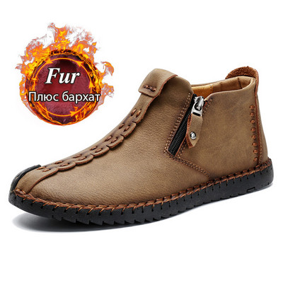 Cizme de iarnă pentru bărbați, confortabile, groase, de pluș, calde, pentru bărbați, cizme de zăpadă, în aer liber, din piele despicată, de toamnă, pentru bărbați, cizme calde, pantofi 48