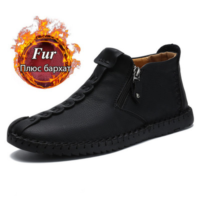 Cizme de iarnă pentru bărbați, confortabile, groase, de pluș, calde, pentru bărbați, cizme de zăpadă, în aer liber, din piele despicată, de toamnă, pentru bărbați, cizme calde, pantofi 48