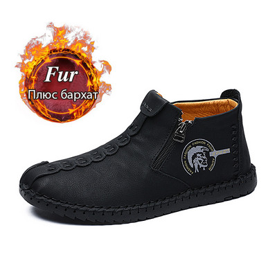 Cizme de iarnă pentru bărbați, confortabile, groase, de pluș, calde, pentru bărbați, cizme de zăpadă, în aer liber, din piele despicată, de toamnă, pentru bărbați, cizme calde, pantofi 48