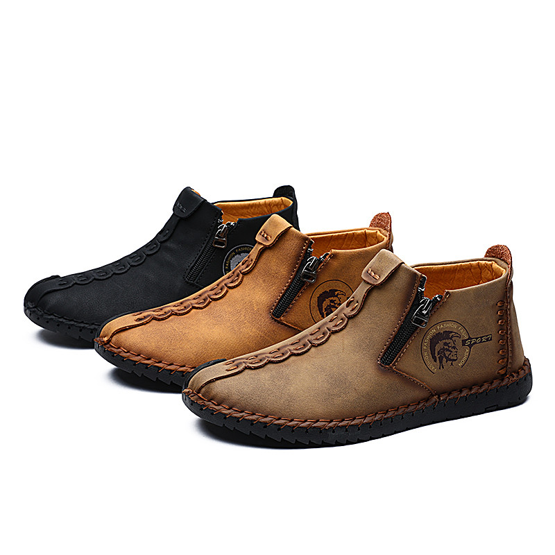 Cizme de iarnă pentru bărbați, confortabile, groase, de pluș, calde, pentru bărbați, cizme de zăpadă, în aer liber, din piele despicată, de toamnă, pentru bărbați, cizme calde, pantofi 48