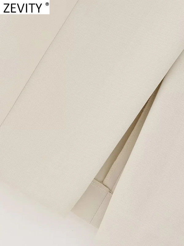 Zevity Ženska modna jednobojna ravna midi suknja s džepovima s prednjim rascjepom Faldas Mujer Ženski šik Vestidos s patentnim zatvaračem QUN5037