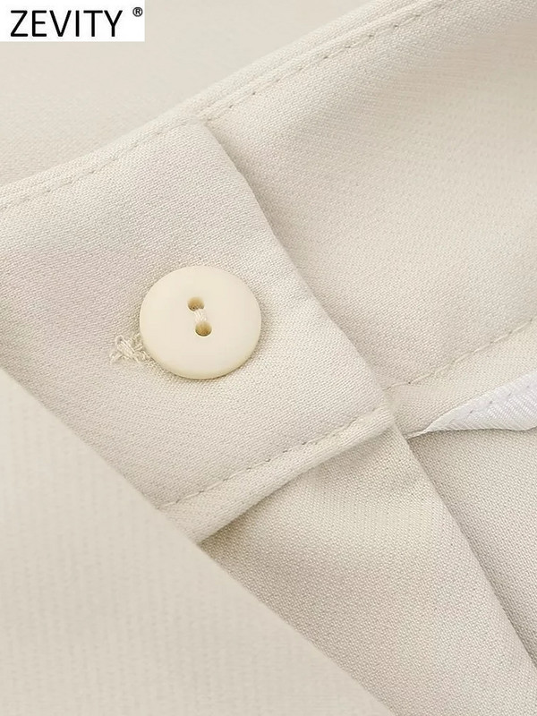 Zevity Ženska modna jednobojna ravna midi suknja s džepovima s prednjim rascjepom Faldas Mujer Ženski šik Vestidos s patentnim zatvaračem QUN5037