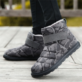 Νέες χειμερινές αδιάβροχες μπότες για χιόνι Unisex Παπούτσια βελούδινα ζεστά ανδρικά casual μπότες γυναίκες με γούνα χειμερινά παπούτσια παραλλαγής μπότες στη μέση της γάμπας