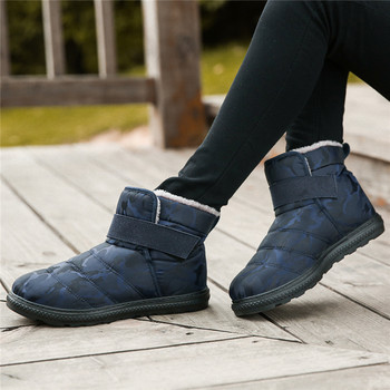 Νέες χειμερινές αδιάβροχες μπότες για χιόνι Unisex Παπούτσια βελούδινα ζεστά ανδρικά casual μπότες γυναίκες με γούνα χειμερινά παπούτσια παραλλαγής μπότες στη μέση της γάμπας