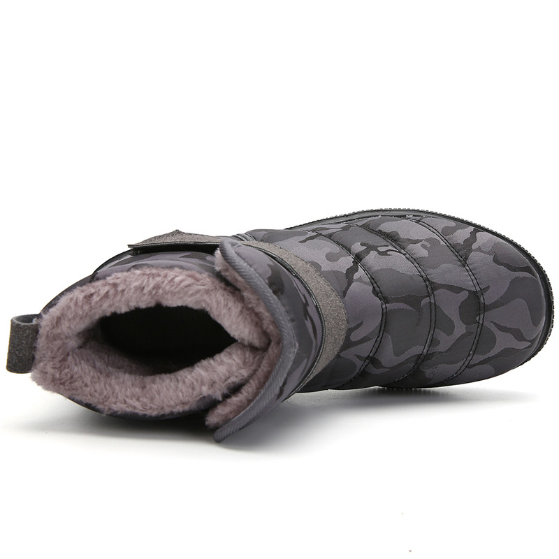 Cizme de iarnă noi, impermeabile, pentru zăpadă, pantofi unisex, cizme de pluș, calde, ocazionale, pentru bărbați, femei cu blană, cizme la jumătatea gambei, pantofi de iarnă de camuflaj