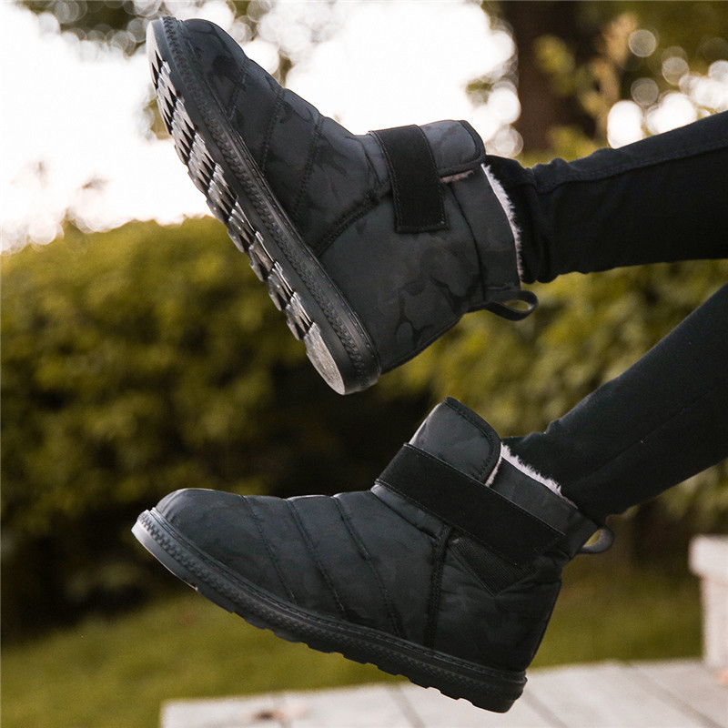 Cizme de iarnă noi, impermeabile, pentru zăpadă, pantofi unisex, cizme de pluș, calde, ocazionale, pentru bărbați, femei cu blană, cizme la jumătatea gambei, pantofi de iarnă de camuflaj