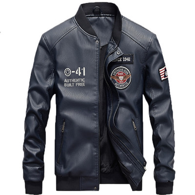 Jachetă de motocicletă Jachetă de piele pentru bărbați de iarnă Jachetă de piele PU ocazională pentru bărbați.