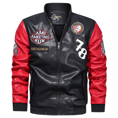 Μοτοσικλέτα Μπουφάν Ανδρικό Δερμάτινο Παλτό Υπερμεγέθη Ανδρικό Fleece Streetwear PU Δερμάτινο μπουφάν ποδηλάτου Ανδρικά παλτό 4XL BF202