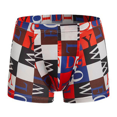 Muško donje rublje Ice Silk Boxer Briefs Shorts Gaćice Gaćice s printom Bočni prorez Muške skrotum fiziološke bokserice