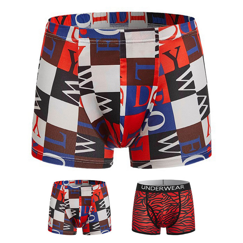 Muško donje rublje Ice Silk Boxer Briefs Shorts Gaćice Gaćice s printom Bočni prorez Muške skrotum fiziološke bokserice