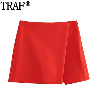 TRAF 2023 Λευκή φούστα Σορτς Ψηλόμεση Καλοκαιρινό Γυναικείο Φούστε Streetwear Ασύμμετρες Φούστες για Γυναικείες Casual παντελόνια με φούστα Y2K