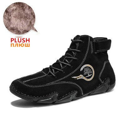 Zimske muške čizme Antilop kožne s krznom Gležnjače Muške čizme za slobodno vrijeme Održavaju toplinu Western čizme Muške ležerne tenisice Bota Masculina