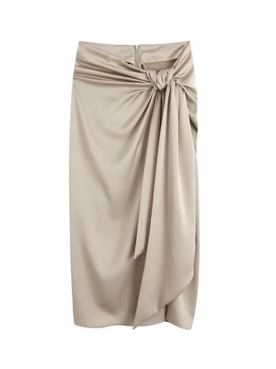 Dámske letné saténové sarongové sukne s bočným rozparkom a vysokým pásom, voľné midi oblečenie, LUJIA ALAN P2826