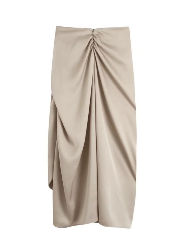 Dámske letné saténové sarongové sukne s bočným rozparkom a vysokým pásom, voľné midi oblečenie, LUJIA ALAN P2826