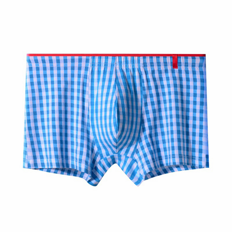Slip boxer din bumbac Lenjerie de corp respirabilă pentru bărbați Pantaloni scurți confortabili pentru acasă Chiloți cu grilă Boxer moale Chiloți elastici pentru bărbați