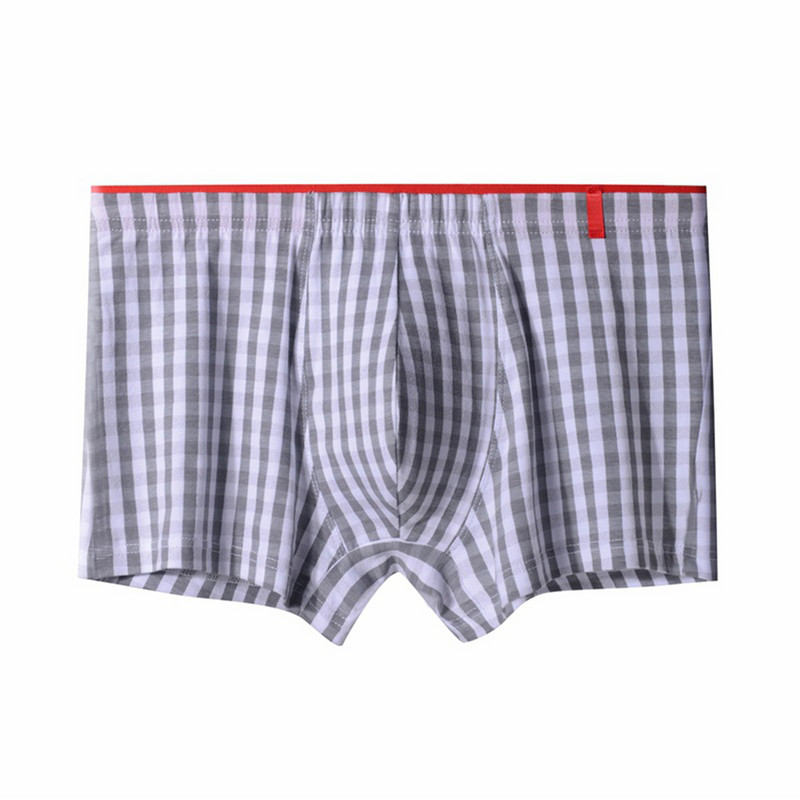 Slip boxer din bumbac Lenjerie de corp respirabilă pentru bărbați Pantaloni scurți confortabili pentru acasă Chiloți cu grilă Boxer moale Chiloți elastici pentru bărbați
