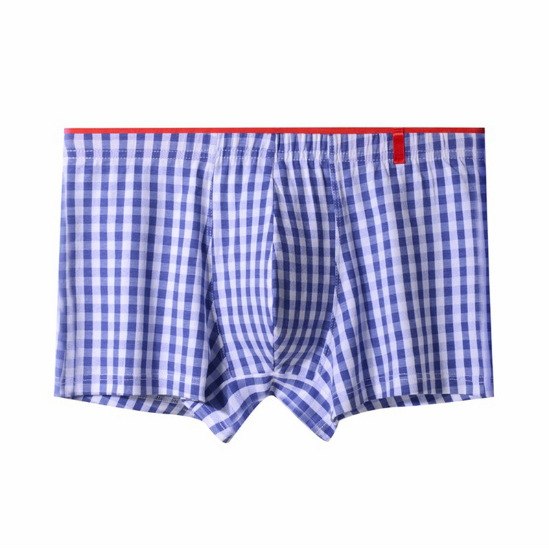 Slip boxer din bumbac Lenjerie de corp respirabilă pentru bărbați Pantaloni scurți confortabili pentru acasă Chiloți cu grilă Boxer moale Chiloți elastici pentru bărbați