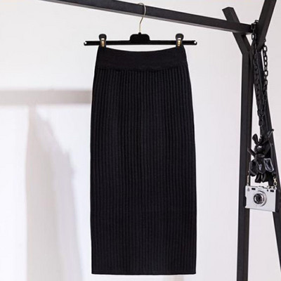 Xpqbb Vintage Split crne pencil suknje Ženske 2023 Proljeće Jesen Uredske suknje za pletenje Ženske elegantne duge suknje visokog struka