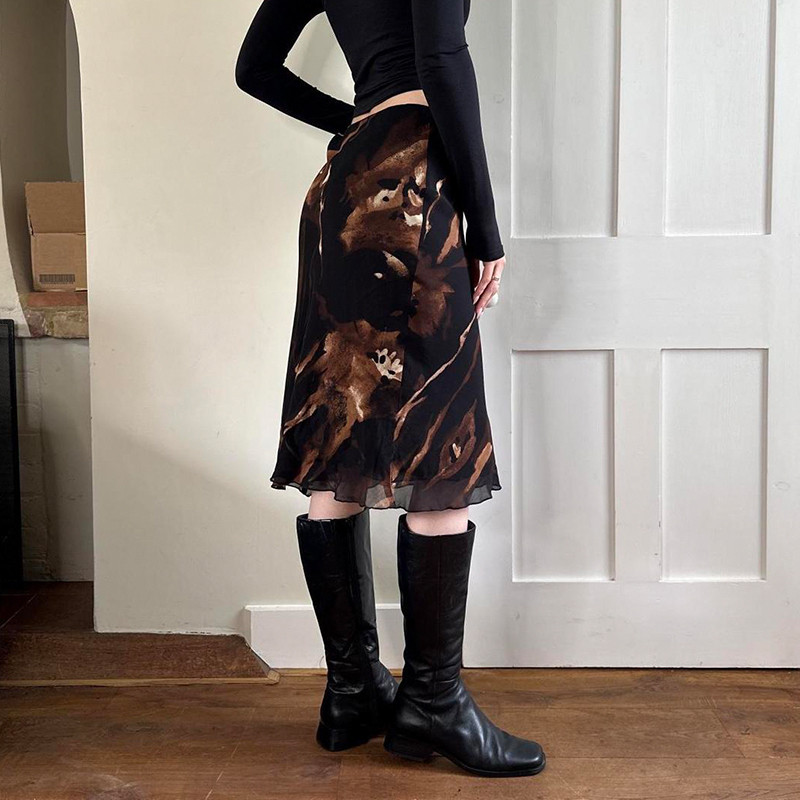 Cuteandpsycho Estetske ravne suknje s cvjetnim printom Y2K Vintage 90-ih Slatke ženske donje hlače Ležerna Harajuku Chic Grunge odjeća