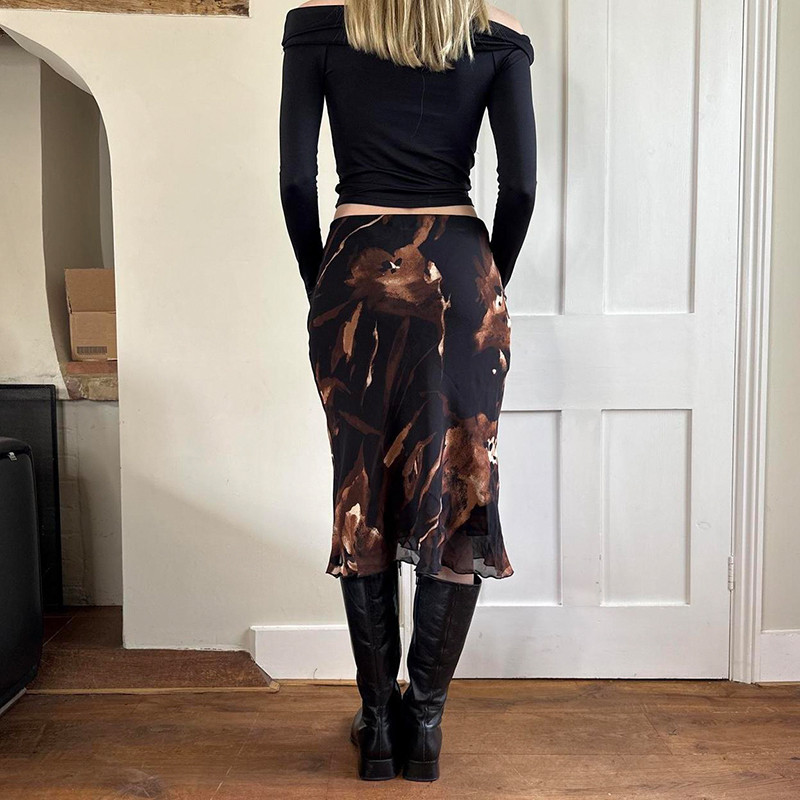 Cuteandpsycho Estetske ravne suknje s cvjetnim printom Y2K Vintage 90-ih Slatke ženske donje hlače Ležerna Harajuku Chic Grunge odjeća