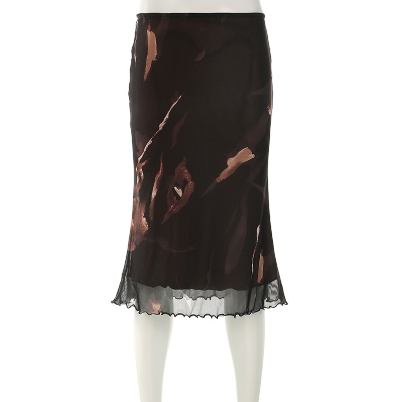 Cuteandpsycho Estetske ravne suknje s cvjetnim printom Y2K Vintage 90-ih Slatke ženske donje hlače Ležerna Harajuku Chic Grunge odjeća